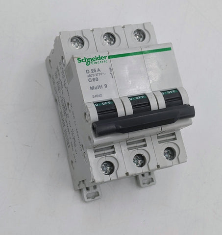 Schneider Electric D25A C60 Multi 9 Circuit Breaker, 2-Pole, 25A, C Curve