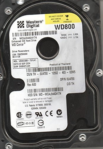 WD800BB-75FJA1, DCM DSBHCTJAH, Western Digital 80GB IDE 3.5 Hard Drive