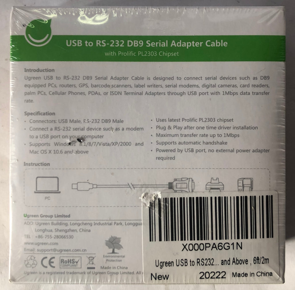 Ugreen USB to RS-232 DB9 Serial Adapter Cable – Buffalo Computer Parts